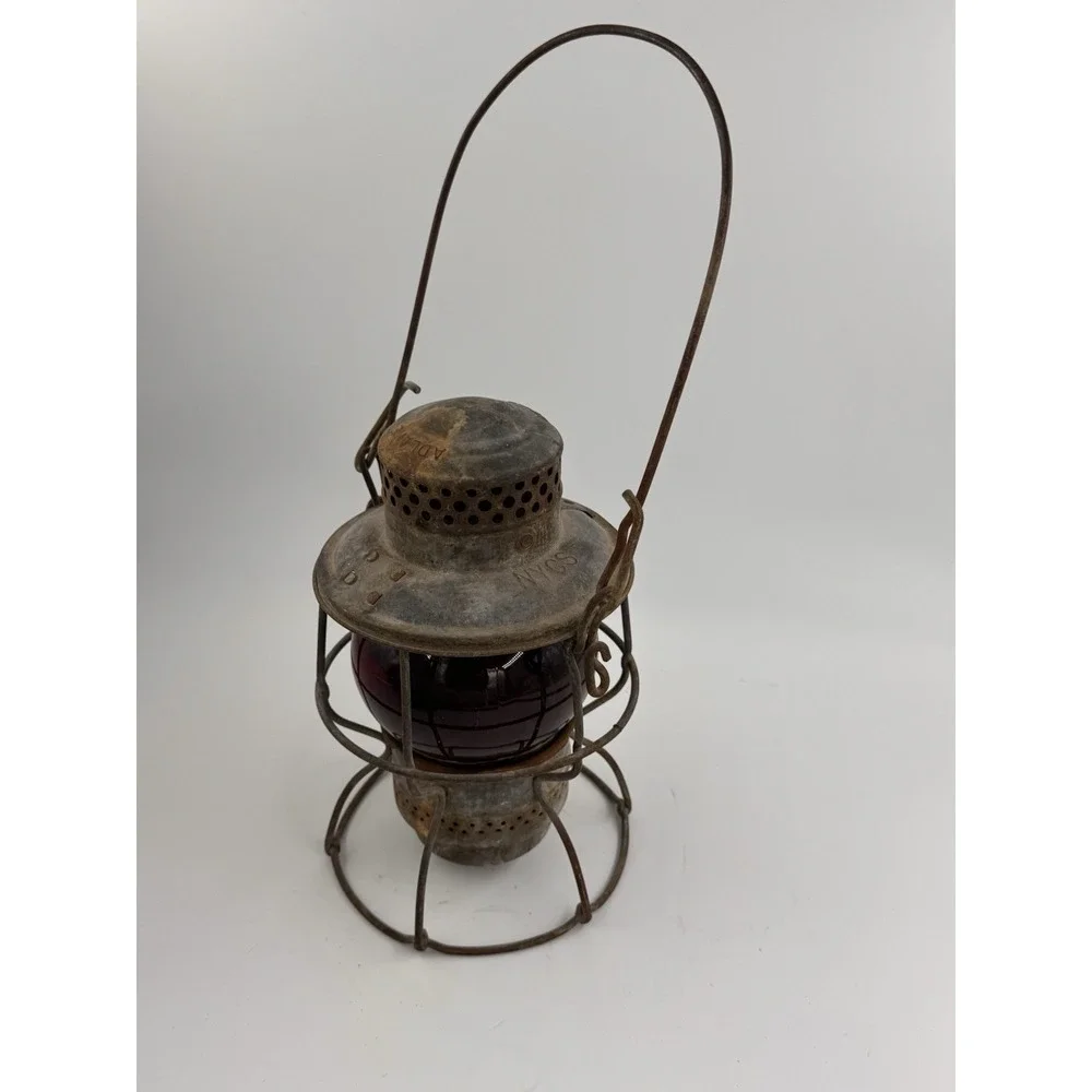 Adlake Kero NYCS New York Central Railroad Lantern Red Globe Antique Kerosene